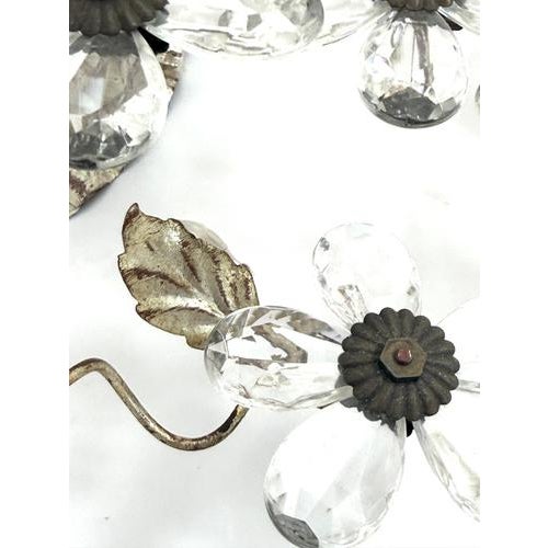 Filigree Flush Mount with Crystal Flowers from Maison Baguès, France, 1920s For Sale - Image 12 of 18