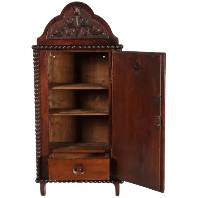 Antique Walnut Wall Cabinet, 1900 For Sale - Image 4 of 18
