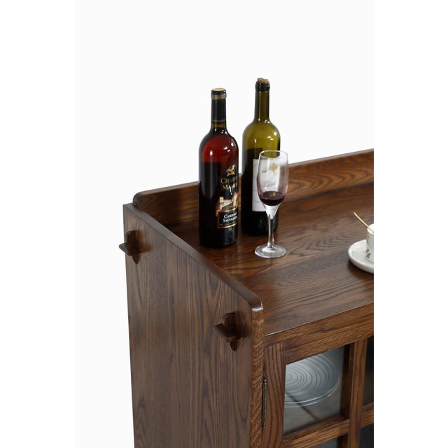 Mission Oak 3 Door Console, Tv Stand - Walnut (W1) For Sale - Image 4 of 9