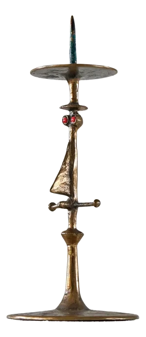 Brutalist Anthropomorphic Candleholder in Bronze and Enamel by Zoltán Pap, 1970s