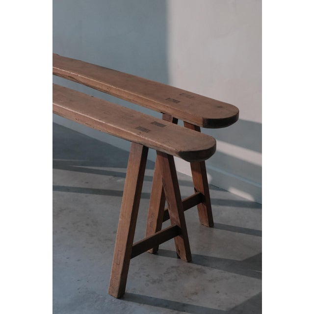 Cherrywood Farmhouse Benches, Set of 2 For Sale - Image 4 of 12