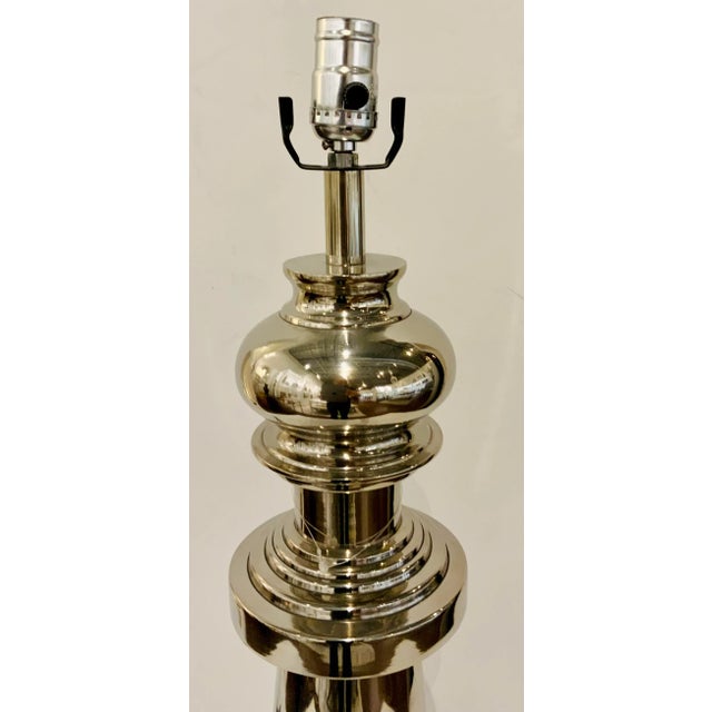 Large Polished Nickel Warner Table Lamp For Sale - Image 4 of 5
