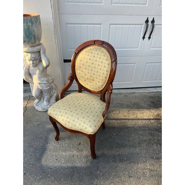 1970s Wooden Chair With Yellow Covered Cushions For Sale - Image 4 of 8