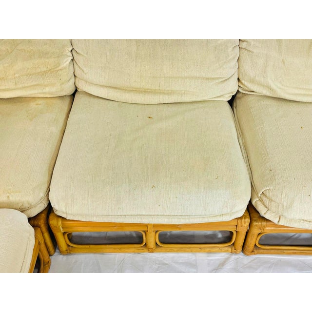 Vintage 6-Piece Bamboo Modular Sofa, Cream Upholstery, 1970s For Sale - Image 14 of 18