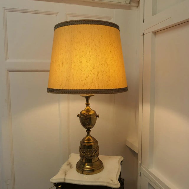 Gold Vintage Brass Table Lamp, 1920s For Sale - Image 8 of 9