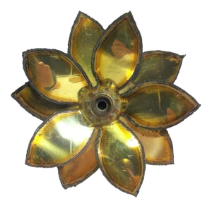 1950s Mid Century Brutalist Floral Dore Cut Metal Flush Mount Fixture Attrib. Sven Aage