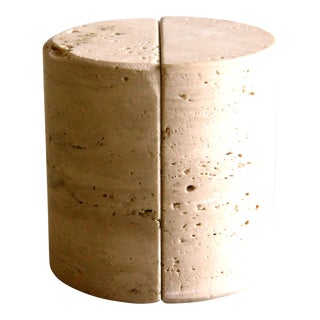 Vintage Italian Travertine Cylinder Bookends - a Pair For Sale