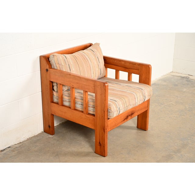 Franklin Shockey Company Mid-Century Modern Knotty Pine Lounge Chair With Southwest Upholstery, Circa 1960s For Sale - Image 4 of 14