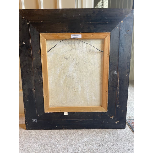 Green Late 20th Century Heavy Carved Wood Framed Oil Painting of Italian Architectural Scene For Sale - Image 8 of 11