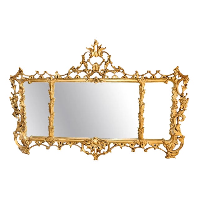 Chippendale Rococo Giltwood Mantel Mirror For Sale