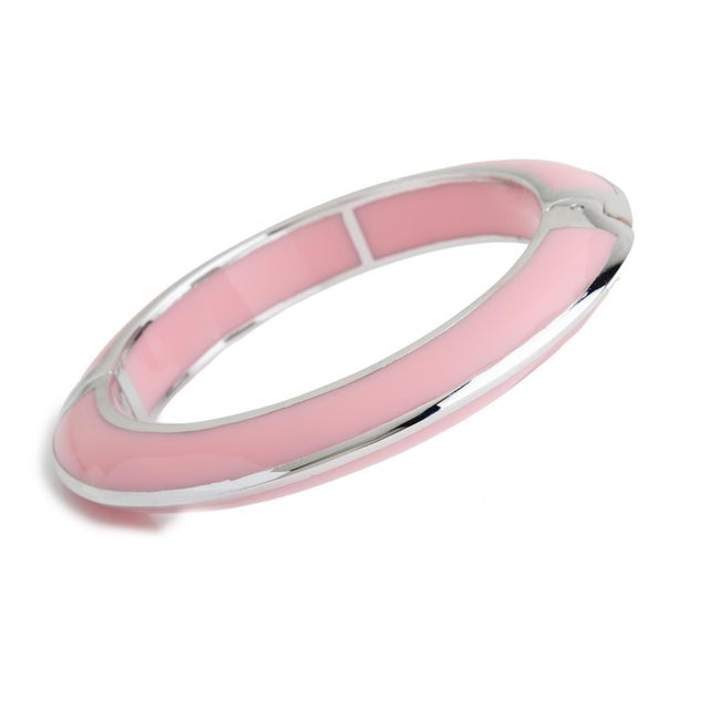 Art Deco Miriam Salat Candy Pink Sterling Silver Resin bangle For Sale - Image 3 of 18