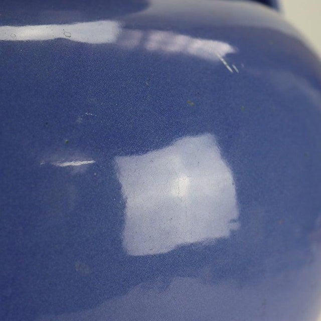 Blue Large Antique Zanesville Blue Art Pottery Floor Vase C1930 For Sale - Image 8 of 14