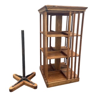 Antique Tiger Oak Danner Revolving Bookcase For Sale