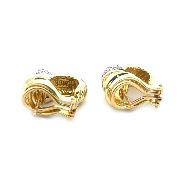 Gold David Yurman Diamond Gold Shrimp Earrings 18k Yellow Huggie Style, 2 pieces For Sale - Image 8 of 9
