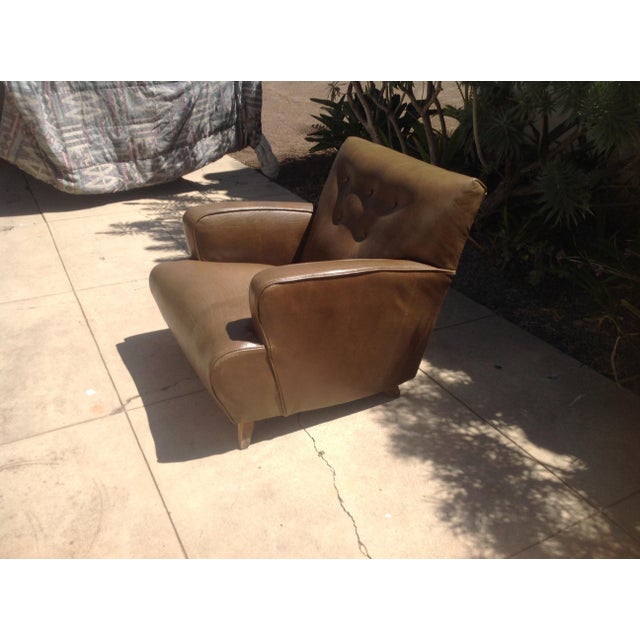 Green Mid-Century Modern Leather Club Chair For Sale - Image 8 of 10