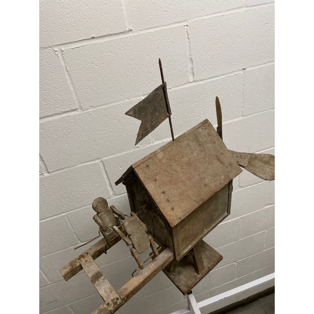 Early 20th Century Rustic Primitive Handmade Wood American Folk Art Outdoor Barn Whirligig For Sale - Image 11 of 12
