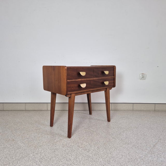 Veneered Chest of Drawers Designed by Carl J. Krause, Germany Dimensions: height – 65 cm width – 68 cm x 38 cm legs – 50...