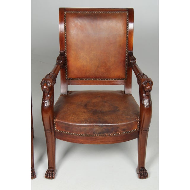 Brown Empire Armchairs, 19th Century, Set of 2 For Sale - Image 8 of 16