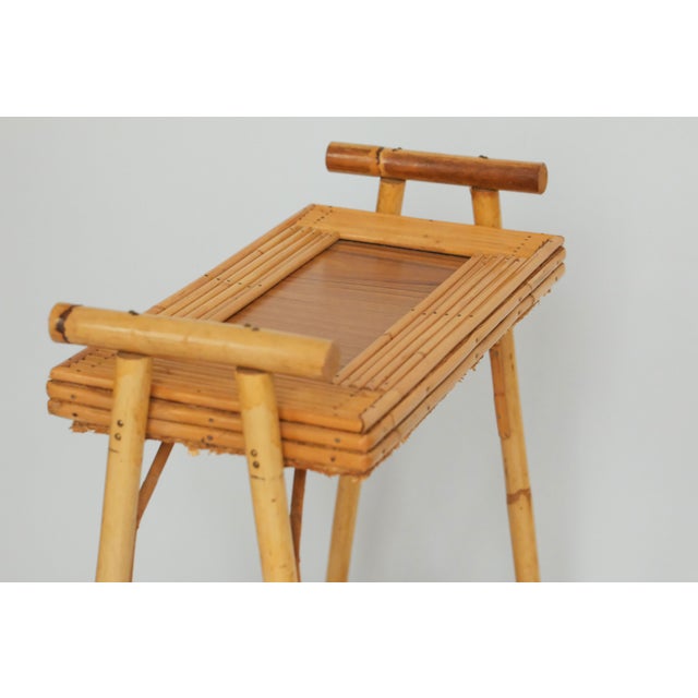 Mid-Century Italian Rattan and Bamboo Side Table attributed to Vivai del Sud, 1970s For Sale - Image 5 of 14