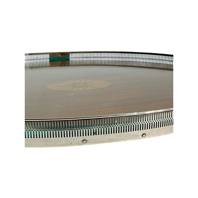 Antique Whiting Company Sterling Silver and Mahogany Gallery Cocktail Tray With Beveled Glass Insert For Sale - Image 13 of 18