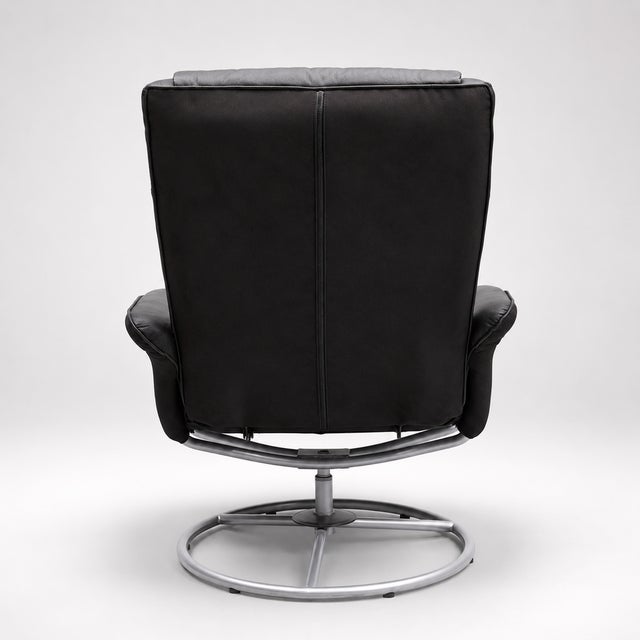 Early 21st Century Set of Leather Swivel Armchair and Ottoman from Ikea, 2010s For Sale - Image 5 of 7