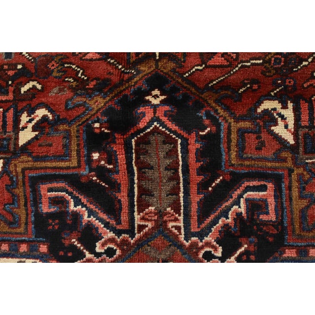 Heriz Rug 8'6'' X 10'3'' Red Wool Vintage Tribal Hand-Knotted Oriental Carpet For Sale - Image 10 of 15