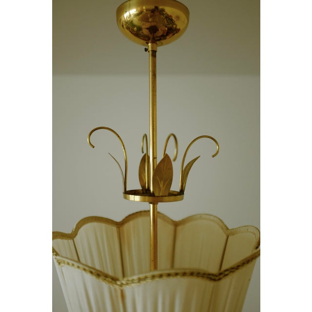 1940s 1940s Brass and Silk Pendant by E. Hansson & Co., Malmö, Sweden For Sale - Image 5 of 8