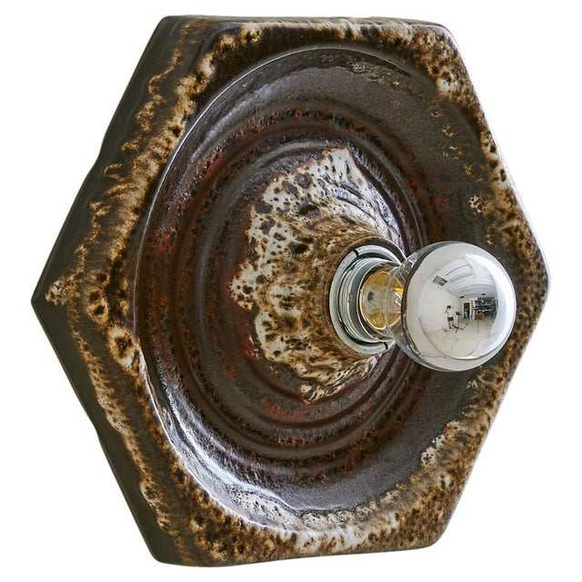 Ceramic 1970s German Lava Glaze Ceramic Sconce Attributed to PAN Keramik, 1970s - 12 Available For Sale - Image 7 of 18