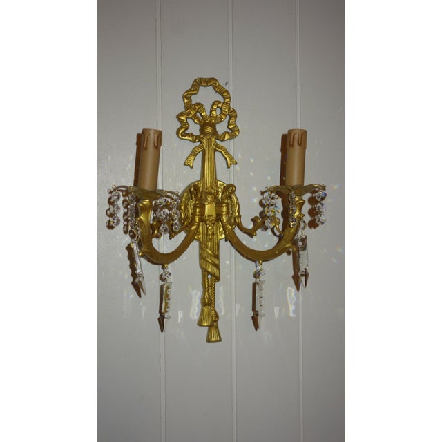 Vintage Brass and Lead Crystal Wall Lamp from Palwa, 1950s, in Very Good conditions. Designed 1950 to 1959 I have official...