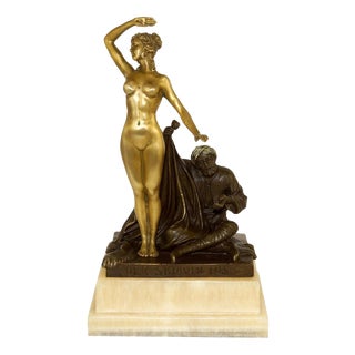 Art Nouveau Allegorical Female Nude, Early 20th Century, Gilt Bronze Sculpture For Sale