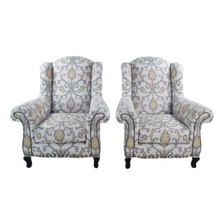 Late 20th Century Arhaus Cambridge Oversized Nailhead Wingback Club Lounge Armchairs For Sale