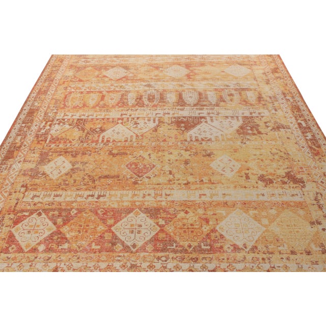 Tribal Rug & Kilim’s Distressed Cairo Rug in Burnt Orange, 9x12 For Sale - Image 3 of 6