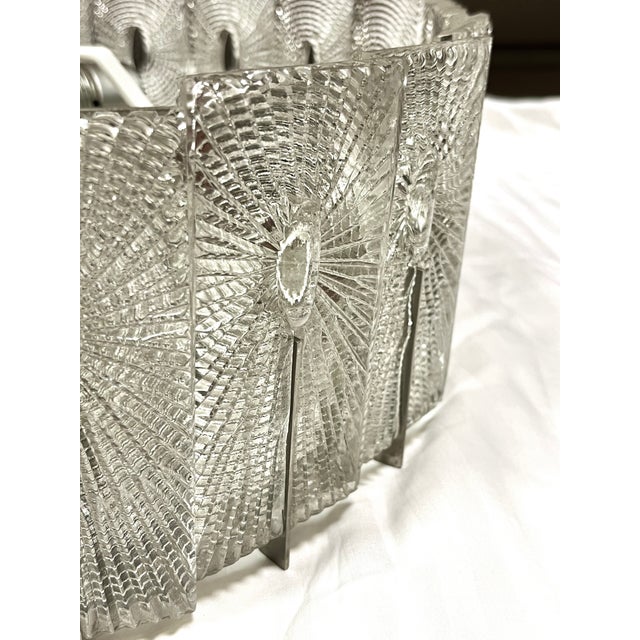 Kalmar Vintage Textured Glass and Nickel Chandelier by J. T. Kalmar, 1960s For Sale - Image 4 of 6