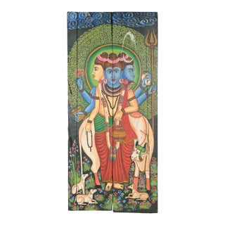 Vintage Indian Painted Panel For Sale