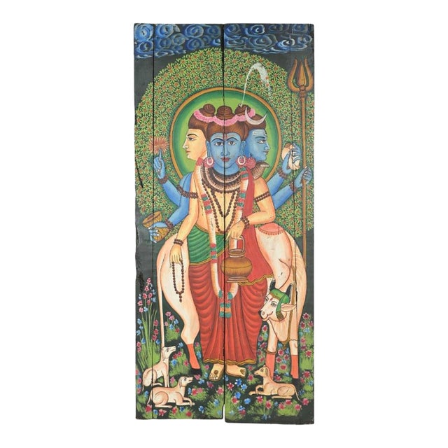 Vintage Indian Painted Panel For Sale
