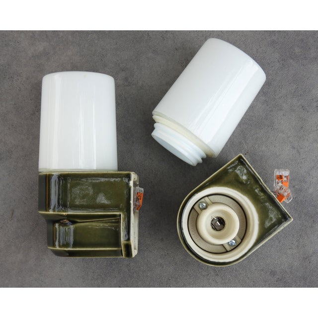 Glass Mid-Century Modern Swedish 6081 Porcelain Wall Lights from Ifö, 1970s, Set of 2 For Sale - Image 7 of 9