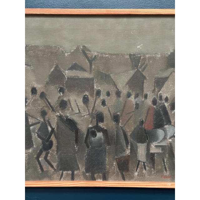Sigfrid S, Landscape with Figures, 1960, Oil Painting on Canvas, Framed For Sale - Image 4 of 16