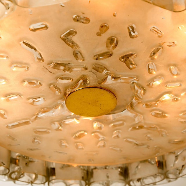Large Glass and Brass Pendant Light by Doria Leuchten, 1970s For Sale - Image 17 of 18