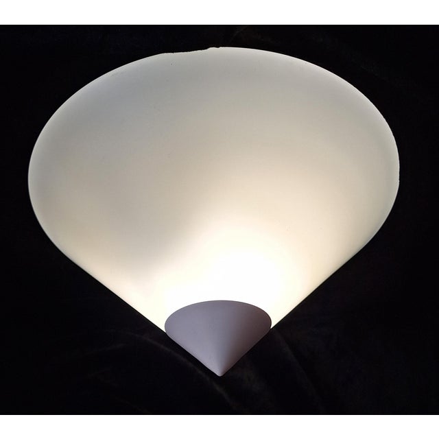Metal Vintage Ceiling Lamp with White Metal Mounting and White Opal Glass Shade, 1990s For Sale - Image 7 of 7