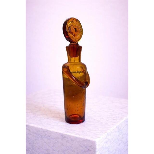 Vintage Swedish Amber Figural Art Glass Decanter by Erik Höglund for Boda, 1950s For Sale - Image 3 of 8
