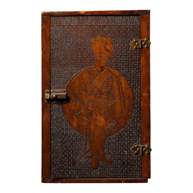 1900s Tramp Art Wooden Medicine Cabinet For Sale
