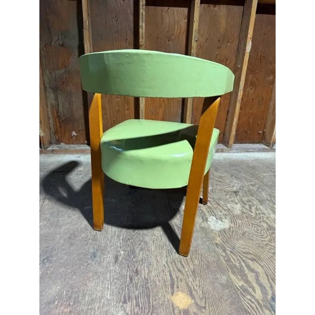 Mid 20th Century Mid 20th Century Iconic Style Tub Green Vinyl Faux Leather Chair For Sale - Image 5 of 15