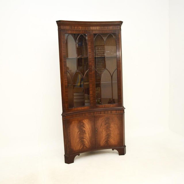 Wood Georgian Style Concave Corner Cabinet, 1930s For Sale - Image 7 of 7