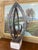 Striking mid-20th century Brutalist abstract sculpture composed of possibly hand-welded steel and mounted on what is most...