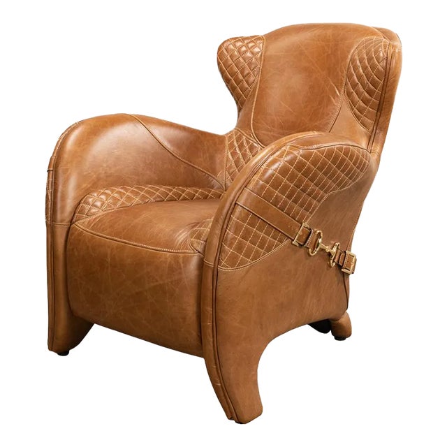 Modern Quilted Leather Armchair For Sale