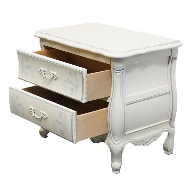 Thomasville Furniture Debussy Collection Off White Painted French Provincial 29" Two Drawer Nightstand 9455-810 For Sale In Kansas City - Image 6 of 12
