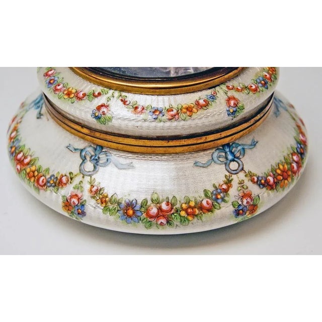 Enamel Box Gilt Inside Painted Flowers Garlands Ladys Portrait, France, 1890s For Sale - Image 6 of 10