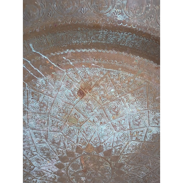 Late 19th Century Antique Moroccan/Moorish Hand Chased 36" Copper Tray For Sale In Savannah - Image 6 of 6