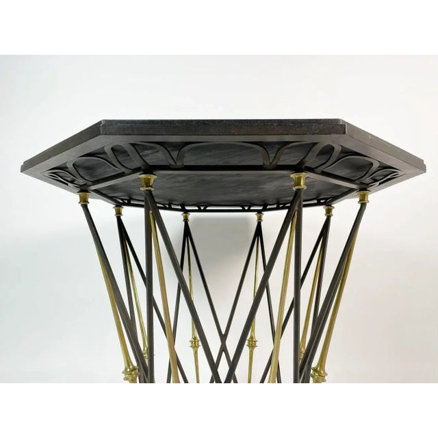 1980s 1980s French Brass & Wrought Iron Center Table with Octagonal Slate Top For Sale - Image 5 of 12