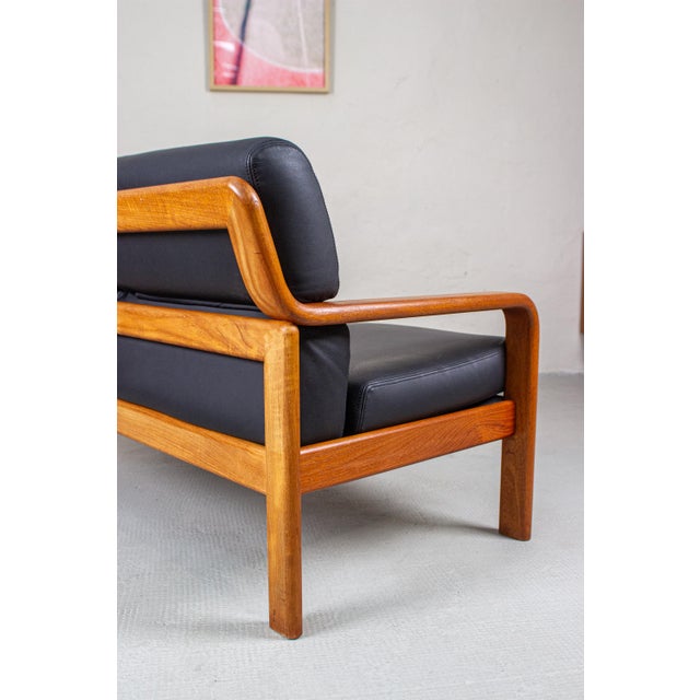 Vintage Teak and Leather 2-Seater Sofa from Olsen & Laursen, 1980s For Sale - Image 10 of 17